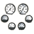 Faria Beede Instruments Spun Silver Box Set of 6 Gauges f/ Inboard Engines - Speed, Tach KTF0184